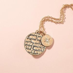 Gold Tone Affirmation Necklace with Charm